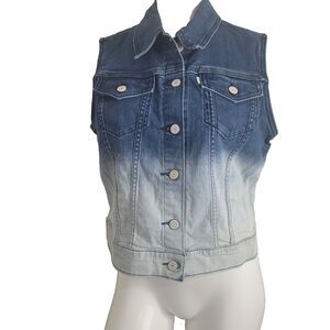 Levi's Two Horses Large Vest tye dye pockets denim collar cap sleeve button